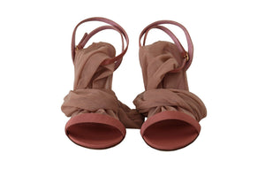 Rosa Tüll Stretch Riemchensandalen Schuhe