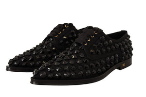 Schwarze Schnürschuhe mit Nieten Formal Flats Schuhe