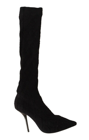 Schwarze Stretch-Socken Kniestrümpfe Schuhe