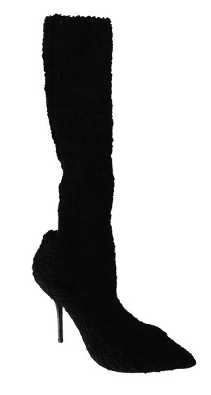 Schwarze Stretch-Socken Kniestrümpfe Schuhe