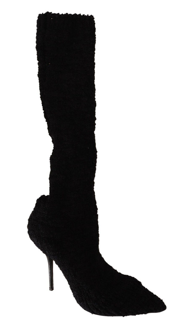 Schwarze Stretch-Socken Kniestrümpfe Schuhe