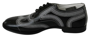 Schwarze Leder Derby Formal Weiße Spitzenschuhe