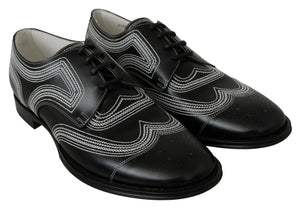 Schwarze Leder Derby Formal Weiße Spitzenschuhe
