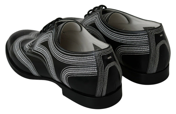 Schwarze Leder Derby Formal Weiße Spitzenschuhe