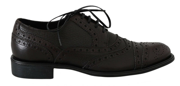 Braune Leder Wingtip Derby Formelle Schuhe