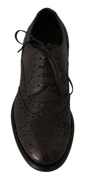 Braune Leder Wingtip Derby Formelle Schuhe