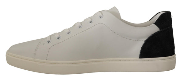 Weiß Schwarz Leder Halbschuhe Sneakers