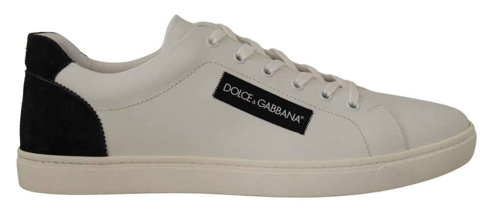 Weiß Schwarz Leder Halbschuhe Sneakers