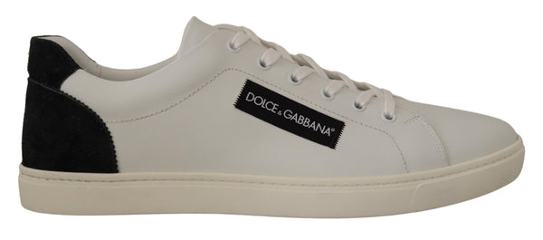 Weiß Schwarz Leder Halbschuhe Sneakers