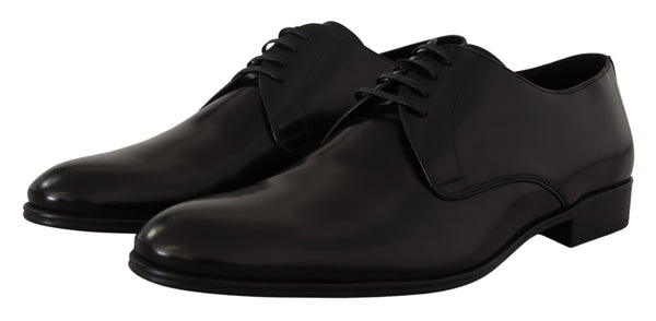 Schwarze Leder-Schnürschuhe für formelle Derbys