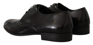 Schwarze Leder-Schnürschuhe für formelle Derbys