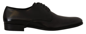 Schwarze Leder-Schnürschuhe für formelle Derbys