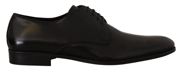 Schwarze Leder-Schnürschuhe für formelle Derbys
