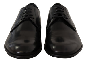Schwarze Leder-Schnürschuhe für formelle Derbys