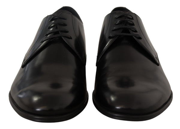 Schwarze Leder-Schnürschuhe für formelle Derbys