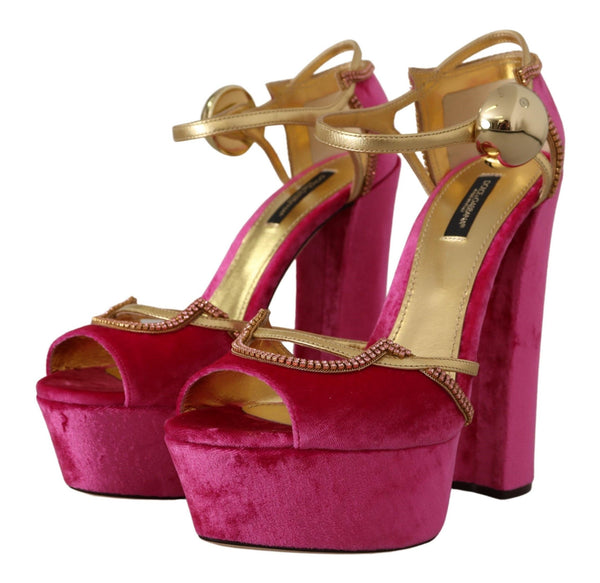 Rosa Samt Kristall-Knöchelriemen-Sandalen Schuhe