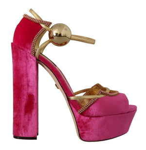 Rosa Samt Kristall-Knöchelriemen-Sandalen Schuhe