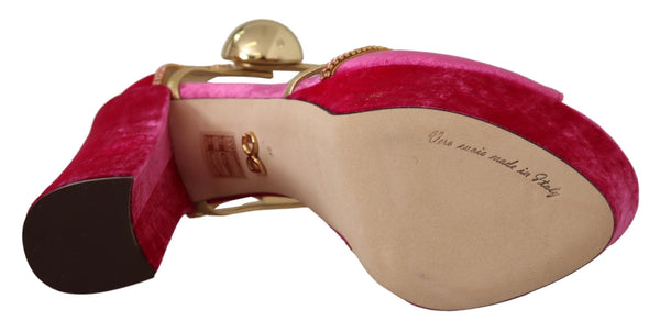 Rosa Samt Kristall-Knöchelriemen-Sandalen Schuhe
