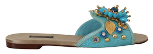 Blaue Kristall Exotische Leder Blaue Kristall Sandalen
