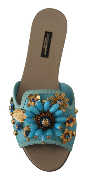 Blaue Kristall Exotische Leder Blaue Kristall Sandalen