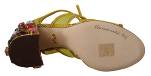 Gelbe Leder Kristall Ayers Sandalen Schuhe