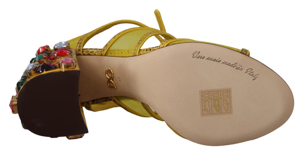 Gelbe Leder Kristall Ayers Sandalen Schuhe