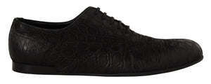 Schwarzes Kaimanleder Herren Oxford Schuhe