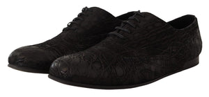 Schwarzes Kaimanleder Herren Oxford Schuhe