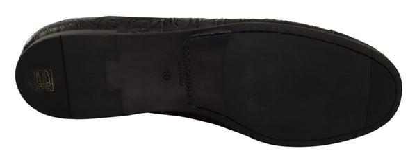 Schwarzes Kaimanleder Herren Oxford Schuhe