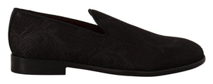Schwarz Floral Brokat Hausschuhe Loafers Schuhe