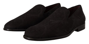 Schwarz Floral Brokat Hausschuhe Loafers Schuhe