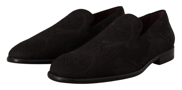 Schwarz Floral Brokat Hausschuhe Loafers Schuhe