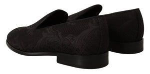 Schwarz Floral Brokat Hausschuhe Loafers Schuhe