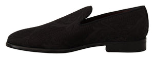 Schwarz Floral Brokat Hausschuhe Loafers Schuhe