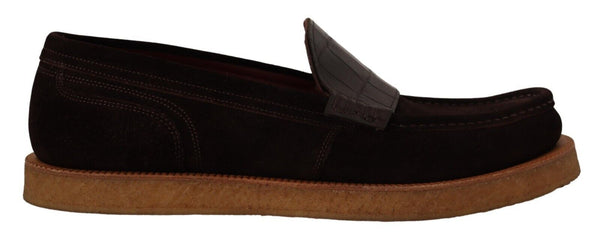 Braun Wildleder Slip On Flats Mokassin Schuhe