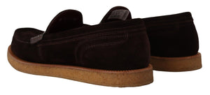 Braun Wildleder Slip On Flats Mokassin Schuhe