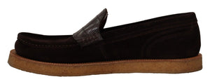 Braun Wildleder Slip On Flats Mokassin Schuhe