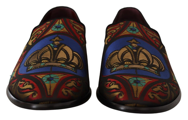 Multicolor Jacquard Krone Hausschuhe Loafers Schuhe