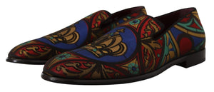 Multicolor Jacquard Krone Hausschuhe Loafers Schuhe