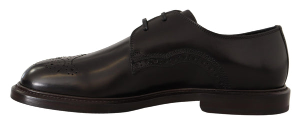 Schwarzes Leder Kleid Formelle Derby Schuhe