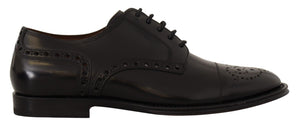 Schwarzes Leder Wingtip Herrenformal Derby Schuhe