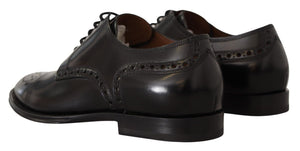 Schwarzes Leder Wingtip Herrenformal Derby Schuhe