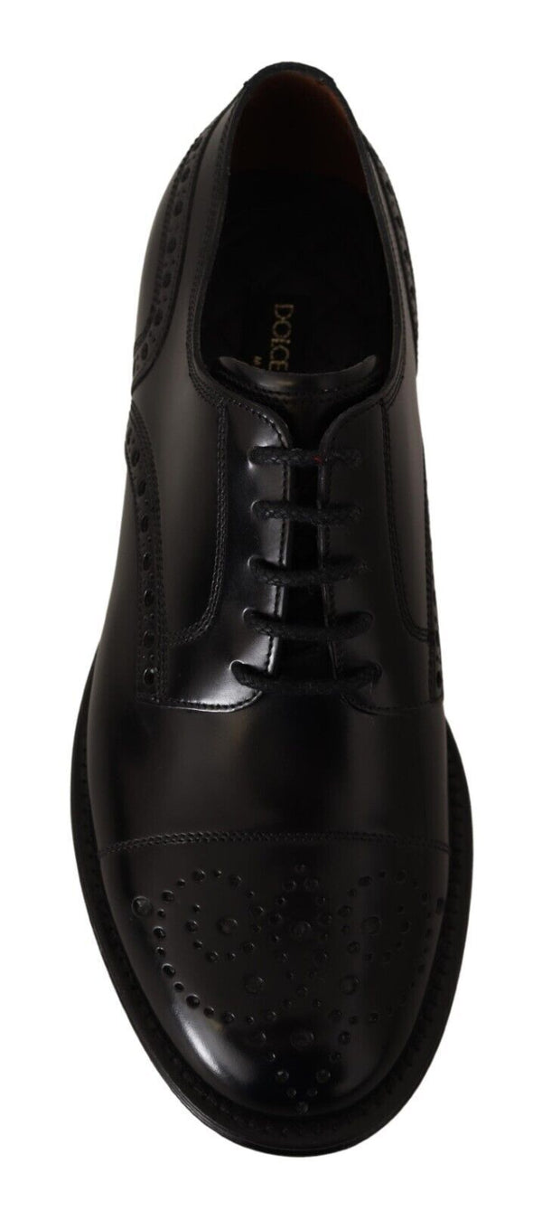 Schwarzes Leder Wingtip Herrenformal Derby Schuhe