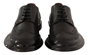 Schwarze Leder Oxford Wingtip Formelle Derby Schuhe