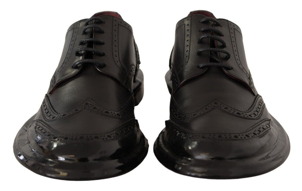 Schwarze Leder Oxford Wingtip Formelle Derby Schuhe