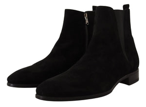 Schwarz Wildleder Leder Chelsea Herren Stiefel Schuhe
