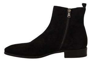 Schwarz Wildleder Leder Chelsea Herren Stiefel Schuhe