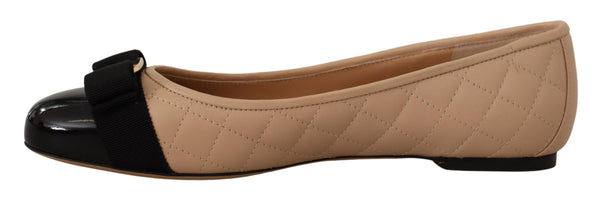 Elegante gesteppte Lederflats - schickes zweifarbiges Design