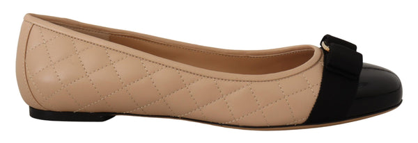 Elegante gesteppte Lederflats - schickes zweifarbiges Design