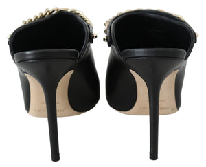 Elegante Schwarz-Gold Leder Pumps